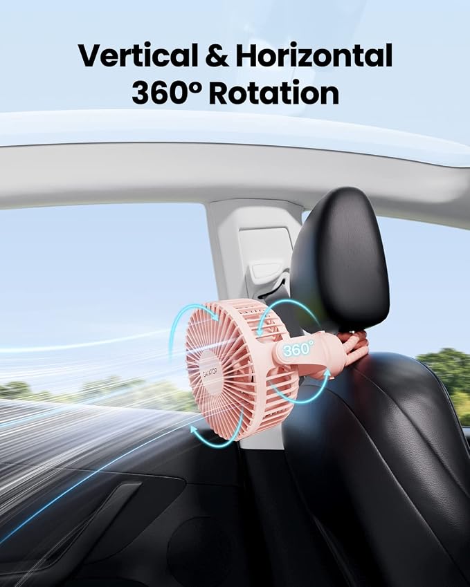 Gaiatop Mini Portable Stroller Fan, Battery Operated Small Clip on Fan, Detachable 3 Speed Rechargeable 360° Rotate Flexible Tripod Handheld Desk Cooling Fan for Car Seat Crib Treadmill Travel Pink | 360° Rotate Flexible Tripod, Battery Operated Detach... - Image 6