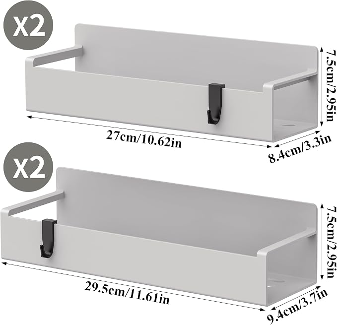 HuggieGems 4 Pack Magnetic Spice Rack Organizer for Refrigerator and Oven, Light Grey Fridge Organizers and Storage for Kitchen - Image 8