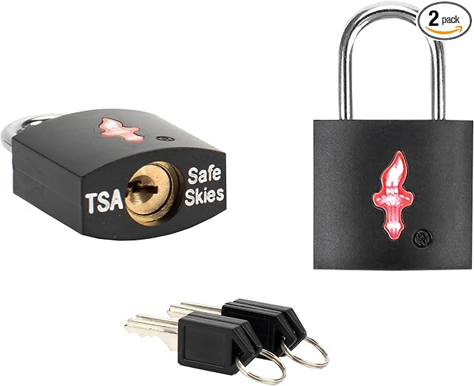 TSA Luggage Locks 2-Pack Black – Keyed Alike Safe Skies Approved for Travel | 2 Locks for Family | Keyed Alike | 2 Keys/Lock | Safe Skies TSA Approved | 90-Day Warranty by Colorfullife