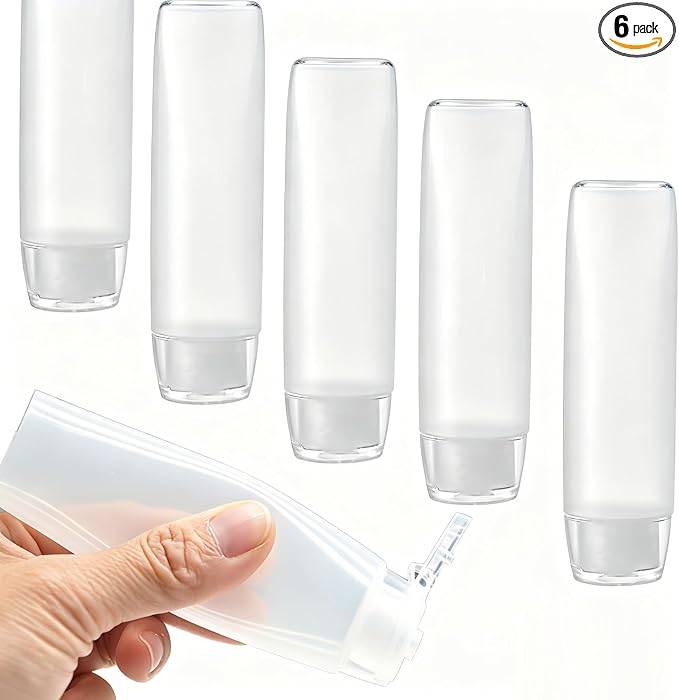 Travel Size Bottles 1oz Squeeze Bottles With Flip Cap Leak Proof BPA Free Refillable Tubes Travel 6 Pack by Unknown