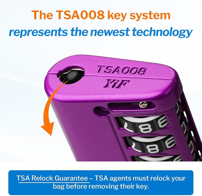 Forge TSA Approved Luggage Locks 4 Digit Combination TSA Travel Locks with TSA008, Open Alert Indicator, Zinc Alloy Body for Luggage, Suitcase, Backpack, and More. Purple 2 Locks. - Image 4