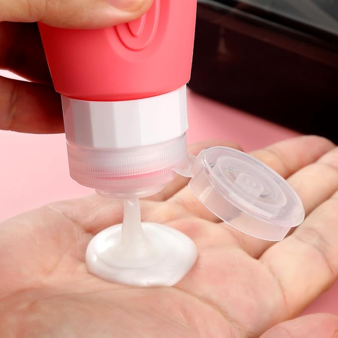 Mrsdry Travel Bottles for Toiletries, Tsa Approved 3oz Travel Size Containers BPA Free Leak Proof Refillable Liquid Silicone Squeezable Travel Accessories for Shampoo Conditioner Lotion (4 Pack) - Image 4