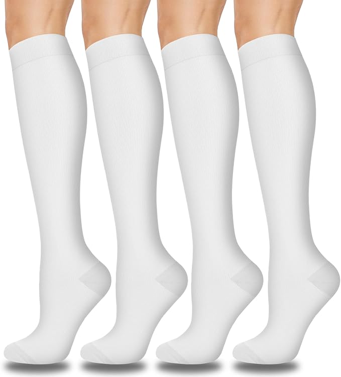 Aoliks Compression Socks for Women and Men 4 Pairs, Mild Support | Long Knee High Stockings for Nurses Running Travel Flying Pregnancy Athletic 15-20 mmHg by Aoliks