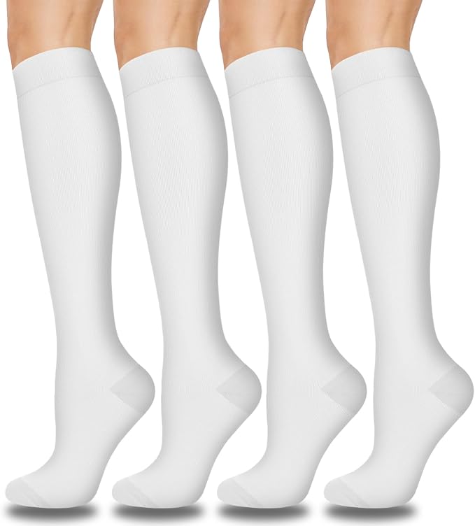 Aoliks Compression Socks for Women and Men 4 Pairs, Mild Support | Long Knee High Stockings for Nurses Running Travel Flying Pregnancy Athletic 15-20 mmHg by Aoliks