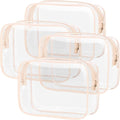 TSA Approved Toiletry Bag - Clear Makeup Bag Travel, 4 Medium Pink | Quart Size for Carry-On, Reinforced Seams, Water-resistant, Smooth Metal Zipper, Clear Easy-Check for Airport Hotels, Women by Packism