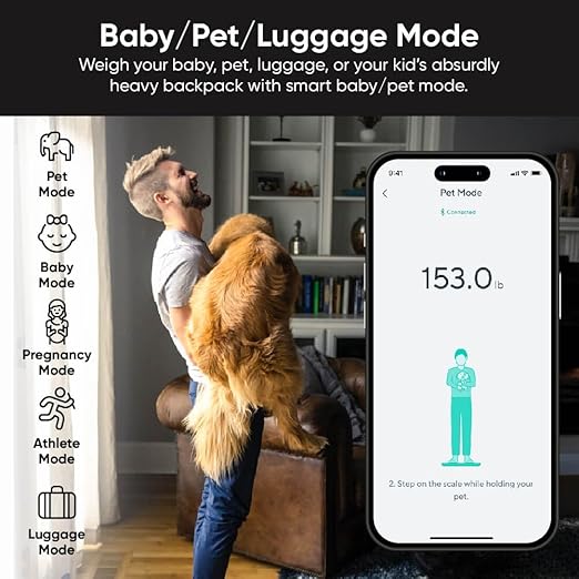 Wyze Scale Ultra Smart Scale for Body Weight, BMI & Muscle Mass | Wi-Fi & Bluetooth Sync, 4.3" Color Display, Tracks 13 metrics, Heart Rate Tracking, Baby/Pet/Luggage Mode, 400lbs Capacity - Image 6