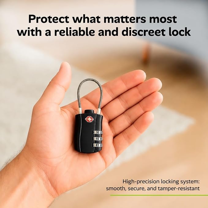TSA Approved Luggage Lock with Combination - Resettable Cable Lock for Suitcases, Backpacks & Travel Bags - Image 7