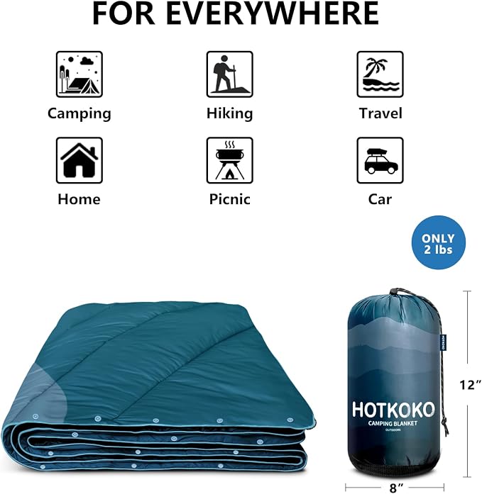Puffy Camping Blanket,Large Camp Blanket Outdoor Camping Quilt Waterproof | Lightweight Printed Warm Packable Down Alternative Blanket for Camping,Traveling, Stadium, Hiking, Picnics - Image 7