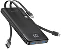 charmast Portable Charger Built-in Cables, 10000mAh Slim Power Bank Pocket | 22.5W Fast Charging Battery Pack for iPhone 17/16/15 Samsung Android, Flight-Approved, Multi-Device, USB-C, Daily Commute by charmast