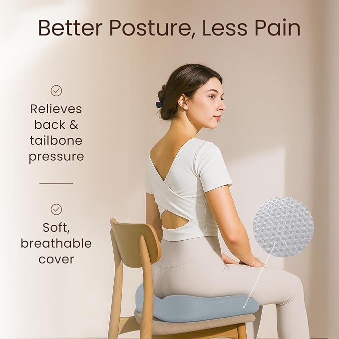 Office Chair Cushion - Seat Cushion for Tailbone Pain Relief - Butt Pillow for Coccyx, Sciatica, and Lower Back Pain - Orthopedic Chair Pad for Lumbar Support in Office Desk (Gray) - Image 6