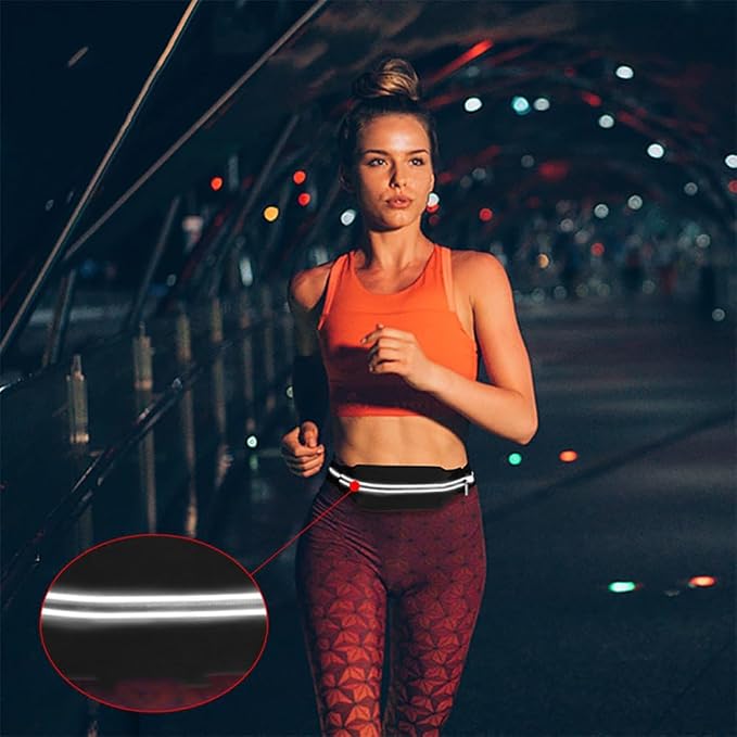 Running Belt for Men, Water Resistant Fanny Pack for Women, Cycling Exercise Travel, Reflective Strips Suitable for Night, Slim Adjustable Size Running Belt Bag for iPhone 17 16 15 Samsung (Pink) - Image 5