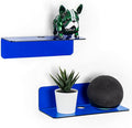 OAPRIRE Small Floating Wall Shelves Set of 2 - Personalize&Easily Expand Wall Space - 9 Inch Acrylic Wall Shelf for Bedroom, Gaming Room, Living Room, Bathroom, Office, with Cable Clips - Clear Blue | Strong Tape Adhesive Wall Shelf, Easy Installation,... by OAPRIRE