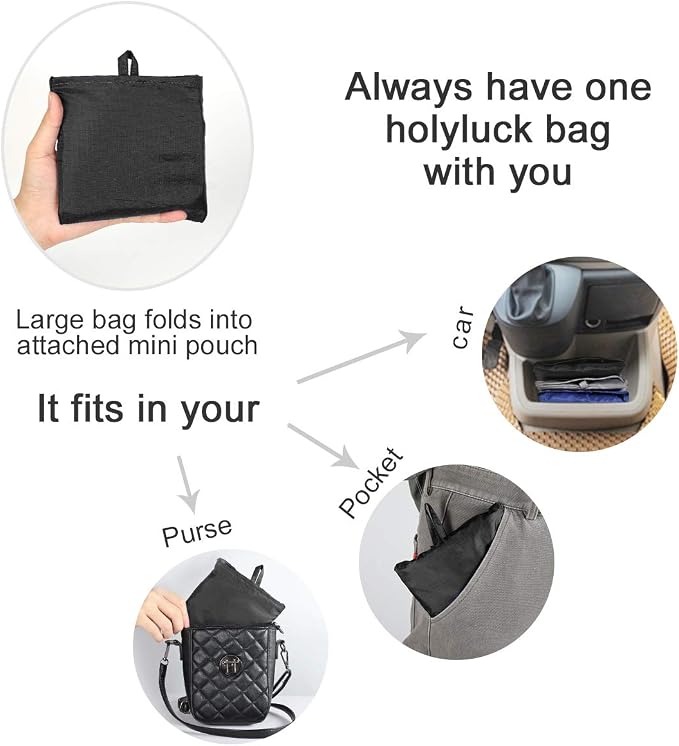 HOLYLUCK Reusable Grocery Bags,Heavy Duty Foldable Shopping Tote Bag (Extra Large, 3 Large Black) - Image 4