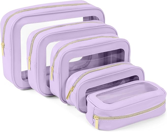 YOPCDJ 5PCS Diaper Bag Organizer Pouch Set, TSA Approved Toiletry Bag，Clear Waterproof TPU Makeup Bag Set Travel Organizer Bags for Women and Kids by YOPCDJ