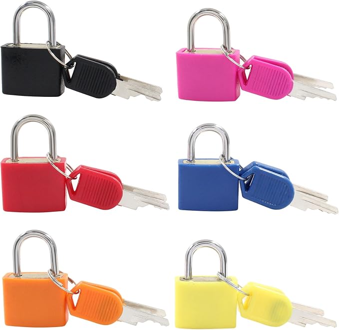 Waziaqoc 12 Pcs Luggage Locks with Keys | Small Suitcase Padlock, Mini Metal Padlock, For Travel Bags, School Gym Locker & Toolbox by Unknown