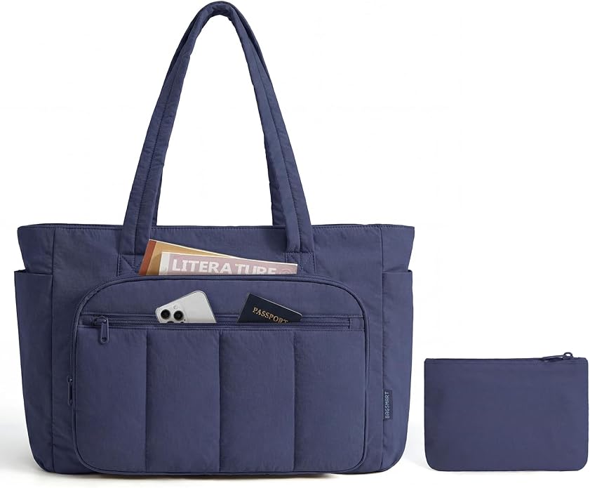 BAGSMART Tote Bag for Women, 2 Set Work Tote Bag with Zipper | 20L Capacity, 15.6'' Laptop Quilted Nurse Handbags for Work Travel College - Image 9