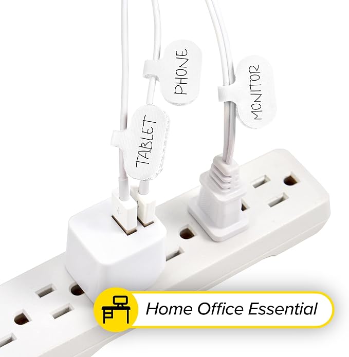 Cable Labels by Wrap-It Storage, Regular, White (36 Pack) - Write On Cord Labels, Wire Labels, Cable Tags and Wire Tags for Cable Management and Electronics, Computers. Great Stocking Stuffer - Image 9
