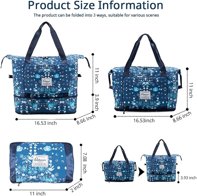 Large Capacity Foldable Travel Bag | Expandable Portable Carry on Bag Dry&Wet Separation Sports Duffel Bag - Image 3
