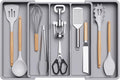 Lifewit Utensil Organizer for Kitchen Drawers, Expandable Utensil Tray | Adjustable Cooking Cutlery Silverware Flatware Holder, Plastic Spatula Tools Storage Divider, 13-22 x 15", Gray by Lifewit