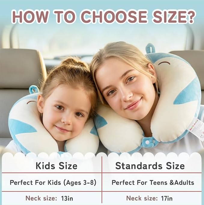 Memory Foam Travel Neck Pillow for Teens and Adults, Penguin Design | Removable cover, machine washable, 360-degree head & chin support, 17 in neck size for teens and adults, car & airplane use - Image 2