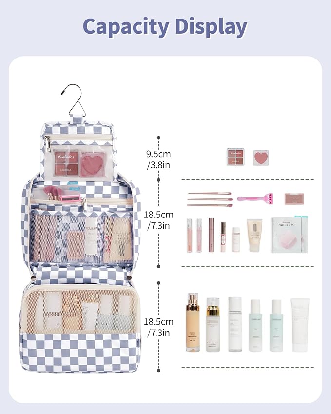 Narwey Small Hanging Travel Toiletry Bag for Women, Travel Bag for Toiletries, Makeup Bag Organizer Cosmetic Bags Make Up Bags for Girls - Image 4