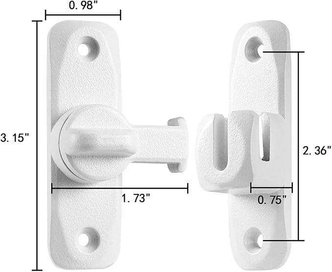 3 Packs Matte White Barn Door Latches,90/180 Degree Gate Lock_B | Zinc Alloy Right Angle Door Lock Latch,Flip Gate Latches,Sliding Door Latch Lock,for Cabinets,Fence Gates,Pet Cage - Image 2