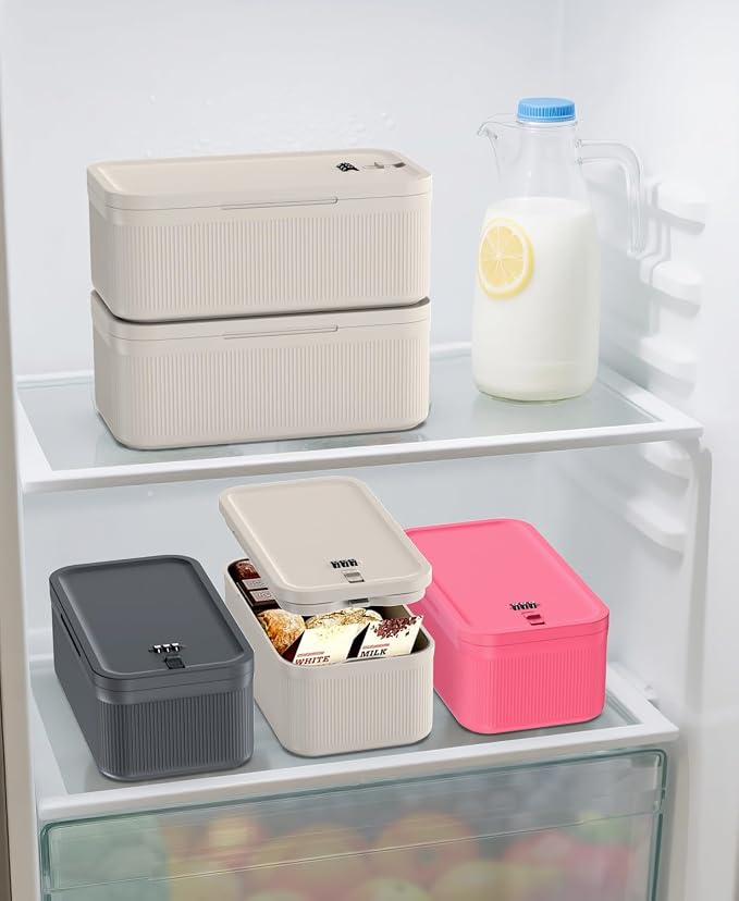 Lockable Storage Box with Combination Code - Secure Medicine Safe box, Phone Jail & Snack Container for Refrigerator, Home, Office, Travel - Durable Multi-Purpose Lock Box (Navy) - Image 4
