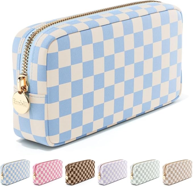 Makeup Bag for Women, Travel Cosmetic Organizer, Waterproof Toiletry Pouch | Small Nylon Cosmetic Bag with Zipper, Water-Resistant Beauty Pouch for Purse, Travel Essentials, Make up Case by Embla