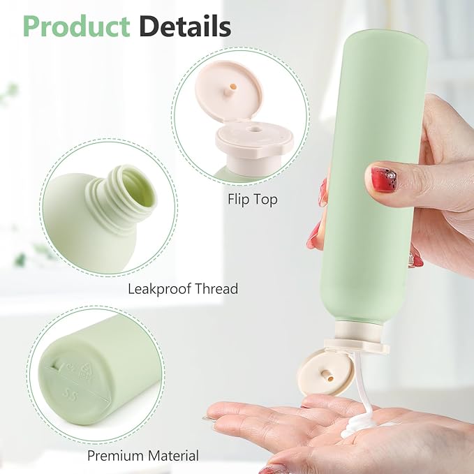 5 Pcs 260ml/8.8oz Squeeze Bottles Plastic Travel Lotion Bottles Refillable Containers with Flip Cap for Toiletries Creams Lotion Shampoo Conditioner - Image 3