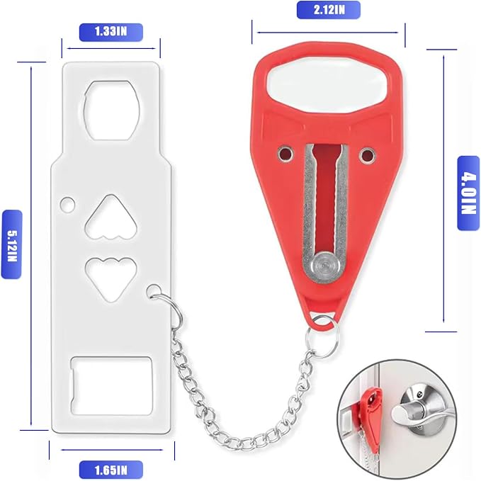 Portable Door Lock, Extra Lock for Additional Privacy and Safety in Apartment Home, Protect Family Security and Prevent Unauthorized Entry in Traveling, Home, Bedroom, Hotel, Apartment. (Red) - Image 2
