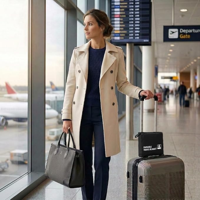 G FORCE Jersey Knit Packable Travel Blanket Black 50x47 Inch | Carry Strap, Luggage Sleeve, Airplane Travel Essentials, Compact Portable Throw - Image 6