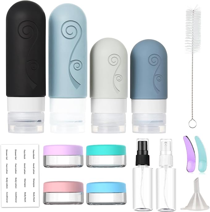 vodvob 16 Pack Travel Bottles Set for Toiletries, TSA Approved Travel Containers Leak Proof Silicone Squeezable Travel Accessories 2oz 3oz for Shampoo Conditioner Lotion Body Wash (BPA Free) (black) - Image 2