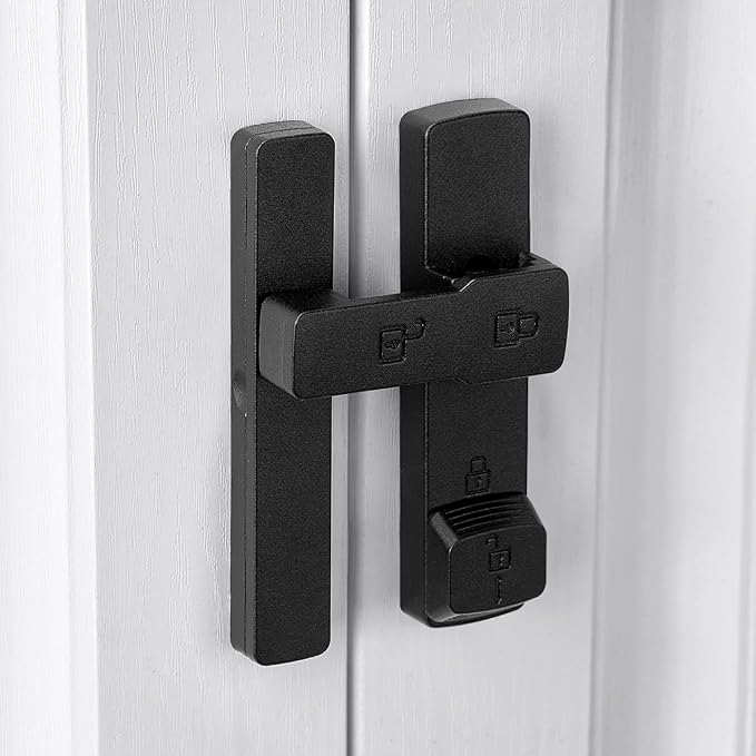 2 Packs Matte Black 180 Degree Barn Door Lock,Flip Gate Latches Hardware | Zinc Alloy Door Lock,Sliding Door Latches,for bedroom,drawer,pet enclosures,cabinet,garage,window - Image 4