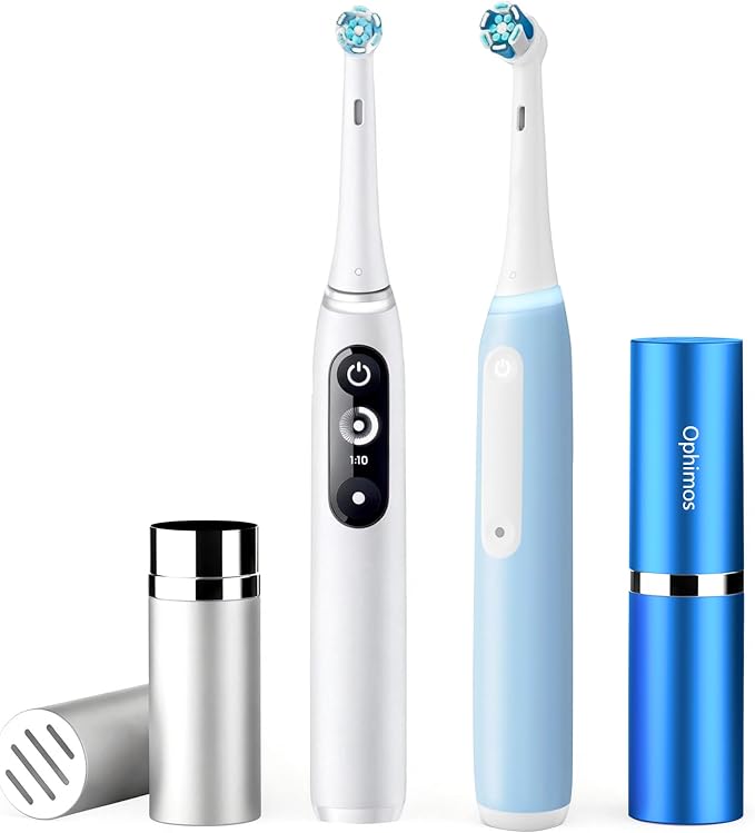 Aluminum Toothbrush Head Case,Metal Toothbrush Protector Cover with Ventilation Holes,Portable Travel Holder for Oral-B Philips Power Toothbrush & More (Silver+Blue, 2 Count) - Image 3