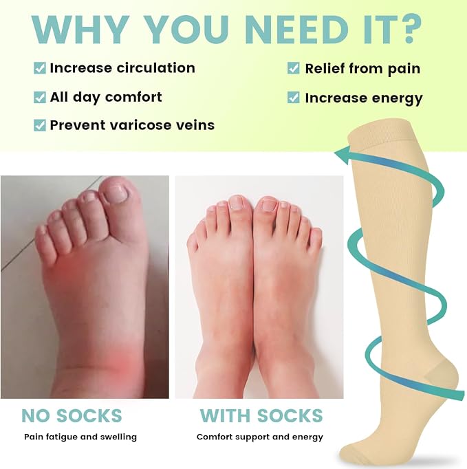Copper Compression Socks 15-20 mmHg for Men & Women 8 Pairs – Circulation Support for Nurses, Travel, Running, Hiking, Soccer - Image 4