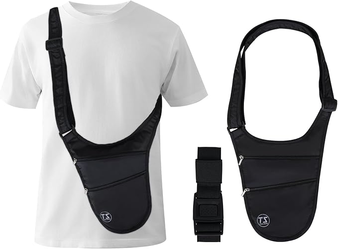 Crossbody Bag for Men Women Anti-Theft Money Belt for Travel Hidden Slim Passport Holder Mini Sling Bag Chest Belt Under Clothes to Protect Cash, Credit Cards, Phone by yuuzue