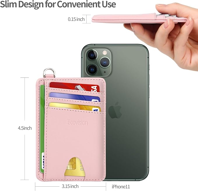 Slim Minimalist Front Pocket Wallet, RFID Blocking Credit Card Holder Wallet with Detachable D-Shackle for Men Women - Image 8