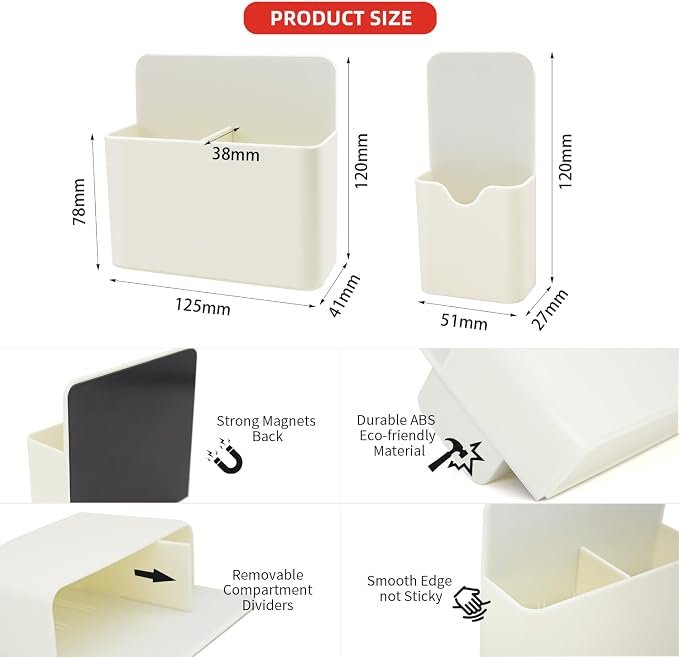 KITANIS Magnetic Pen Holder,2 Pack Magnetic Dry Erase Marker Holder with Generous Compartments,Strong Magnet Storage Marker Pen Pencil Organizer for Refrigerator,Whiteboard,Locker Accessories - Image 2