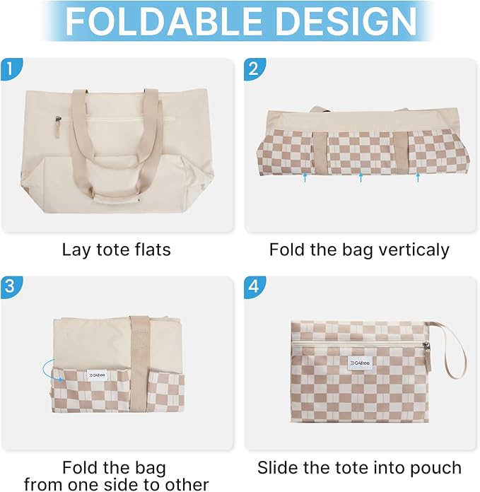 G4Free Beach Bag, Waterproof Beach Tote Pool Bags for Women | Compatible with Cup, Large Capacity Sandproof Foldable for Weekender Travel Swim - Image 4