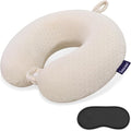 Memory Foam Neck Pillow Comfortable Travel Neck Pillow Neck and Head Support Lightweight Portable Airplane Travel Pillow for Sleeping, Traveling,Car, Train, Bus and Home Use Beige by Gosider