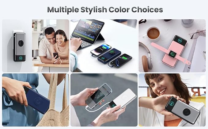 Portable Charger for iPhone with Built-in Cables and AC Wall Plug,26800mah Fast Charging USB C Power Bank,25W PD Travel Essential Battery Pack for iPhone 17/16/15/14/13,Galaxy,Apple Watch (Black) - Image 8