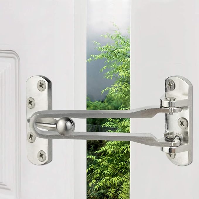 Topbuti Home Security Door Lock, 2 Pack Latch Guard Clasp Front Door Locks for Kids, Home Reinforcement Lock for Swing-in Doors, Hotel Door Latches, Thicken Solid Aluminium Alloy, Satin Nickel - Image 6