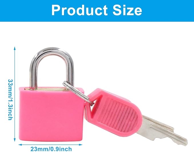 Waziaqoc Luggage Locks with Keys, 10 Pcs, Small Suitcase Padlock | Mini Metal Padlock, For Travel Bags, School Gym Locker, Toolbox - Image 2