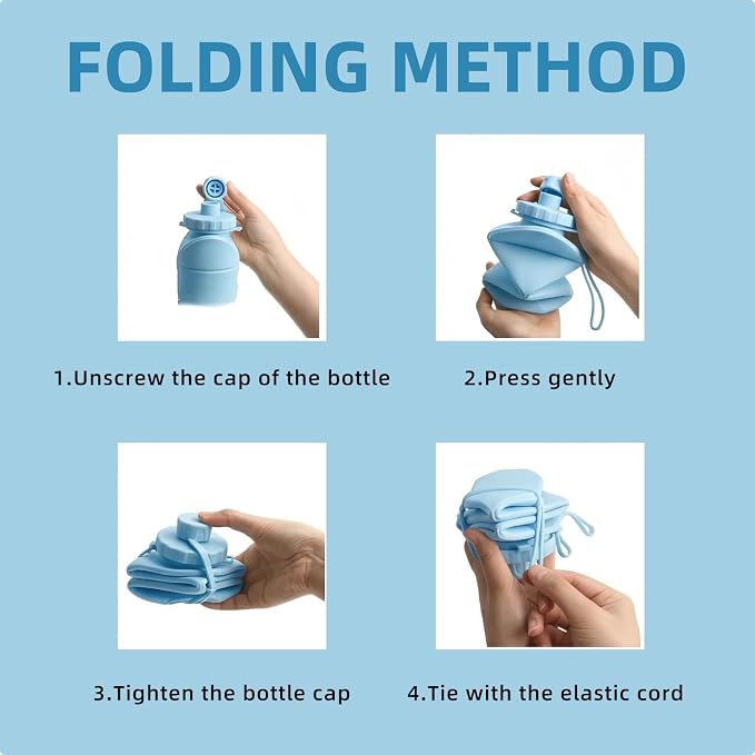 Collapsible Travel Water Bottle 28oz (800ml), BPA-Free, Foldable Silicone Lightweight Reusable Water Bottle with Leak-Proof Lid & Lanyard, Portable for Travel Cycling Gym Camping - Image 9