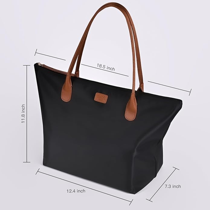 GAYI URBAN Nylon Tote Bag for Women, Large Foldable Weekend Hobo Purses for Women, Shoulder Tote Handbags with Zipper | Nylon - Image 4