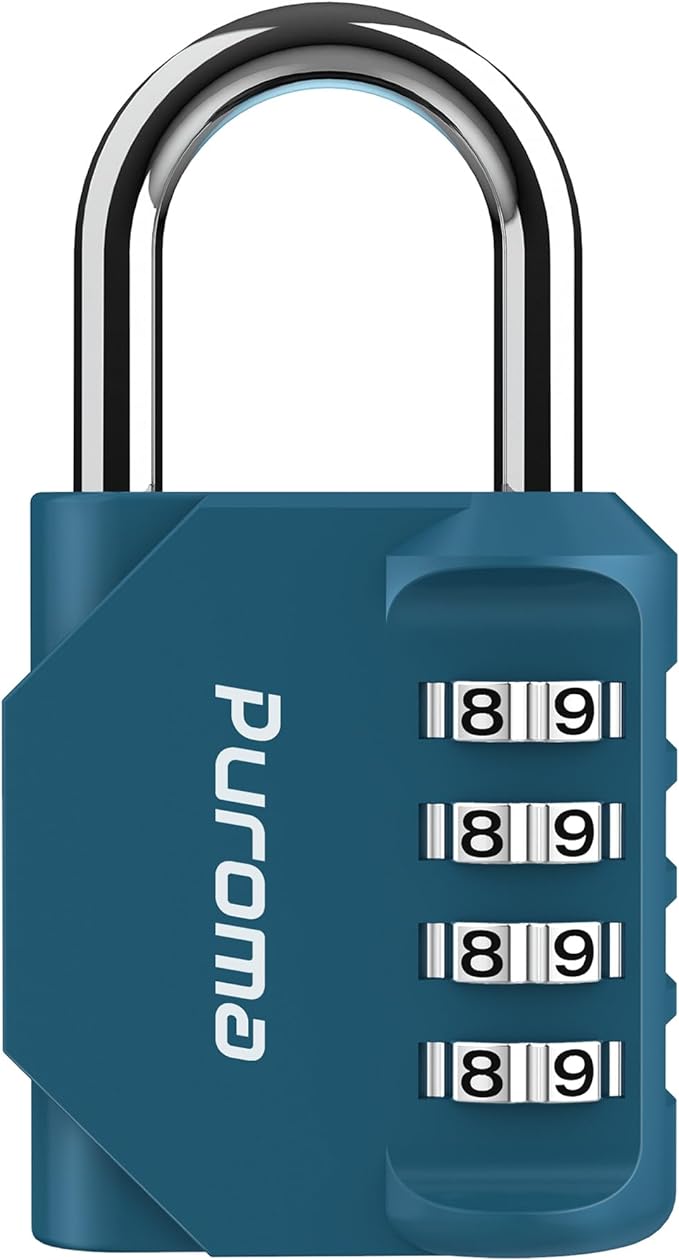 Puroma 1 Combination Lock Locker 4 Digits Combo Padlock Gym Peacock Blue | For School Gate Fence Toolbox Hasp Storage, Outdoor, Resettable, Weatherproof, Side Window, Crack Cut Resist, Hardened Steel by Puroma