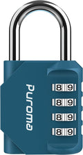 Puroma 1 Combination Lock Locker 4 Digits Combo Padlock Gym Peacock Blue | For School Gate Fence Toolbox Hasp Storage, Outdoor, Resettable, Weatherproof, Side Window, Crack Cut Resist, Hardened Steel by Puroma