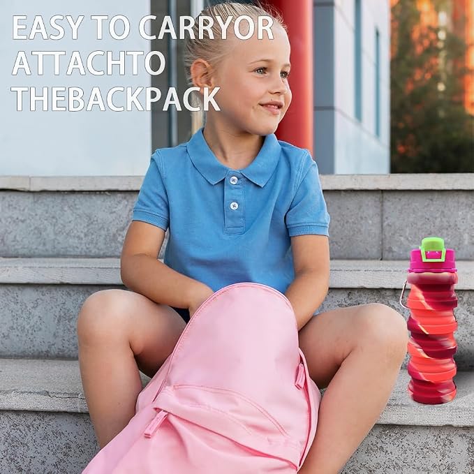 Silicone Collapsible Water Bottles, 16oz 500ml Portable Foldable Expandable Water Bottle Sports Cups, Leak Proof Reusable BPA Free, for Outdoor Activities Travel(Orange) - Image 6