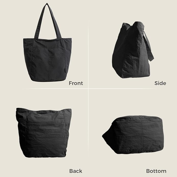 Barsine Tote Bag for Women Unisex Lightweight Nylon Totes Purses and Handbags Large Casual Shoulder Hobo for Travel Gym - Image 3