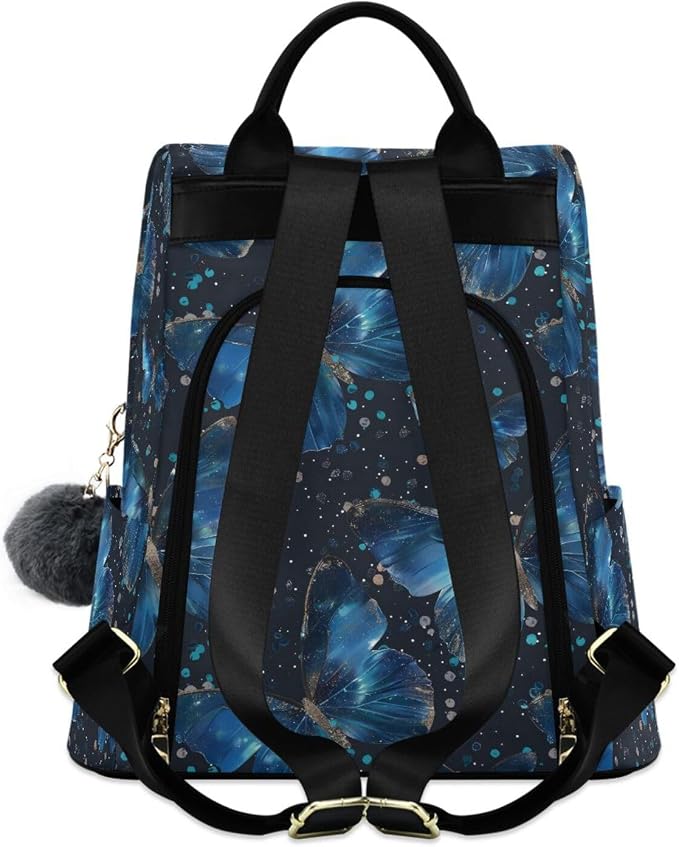 ALAZA Blue Butterflies Backpack Purse for Women Anti Theft Fashion Back Pack Shoulder Bag - Image 2